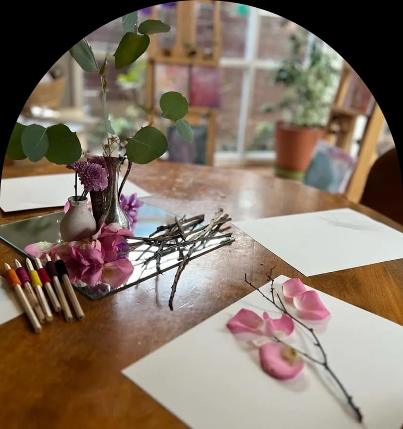 Nature art table setup